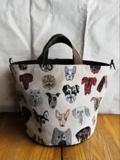 丸底トートバッグ＊ゴブラン織り＊Dogs＊LLサイズ＊2way＊ハンドメイド