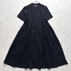美品✨エポカ シルクコットン シャツワンピース マキシ丈 ハーフジップ 黒 40 美品✨エポカ シルクコットン シャツワンピース マキシ丈 ハーフジップ