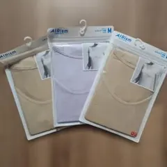 AIRism Mサイズ 3枚セット ベージュ・ラベンダー　UネックT半袖