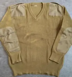 大きいsizeミリタリーセーター オリーブグリーン Vネックニット コンバット