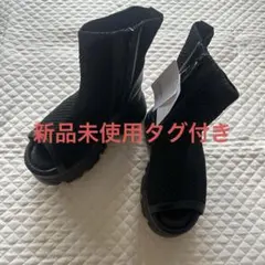 しまむら　メッシュ　オープントゥ　厚底ブーツ　サンダル　夏　秋　S サイズ　黒のサムネイル