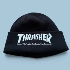 THRASHER 슬러셔 니트 모자 비니 참치 자수 블랙