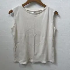 リブ編み ホワイト タンクトップ Mサイズ