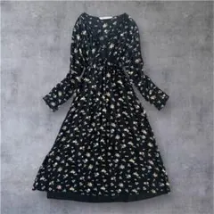 美品 ZARA ロングワンピース 花柄 クロシェ編み ブラック XS エレガント