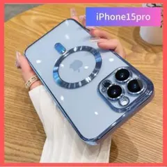 iPhone15pro ケース　ブルー　韓国　人気　おしゃれ　magface