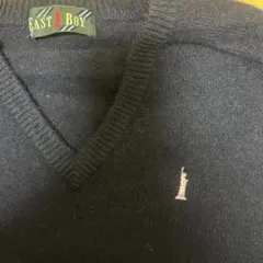 EAST BOY ネイビー Vネックセーター　ピンク　女神　9サイズ　毛100%