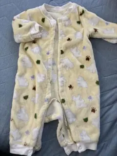 イエロー クマ柄 フリースロンパース