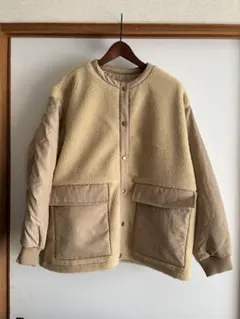 【新品】スタディオクリップ ベージュ ボア＆ナイロンコンビブルゾン