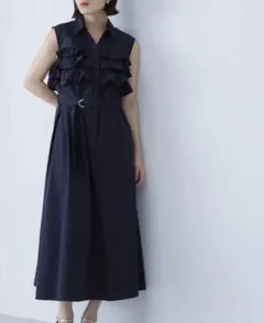 NATURAL BEAUTY BASIC ベルテッドフリルシャツワンピース