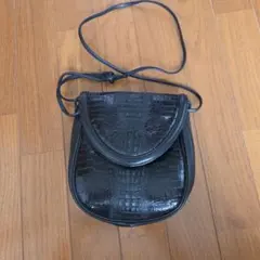 黒 クロコダイル風 ショルダーバッグ