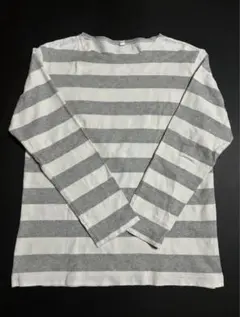 00s OLD UNIQLO ボーダー ロンT y2k ホワイト/グレーXL