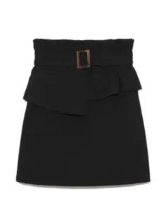 【完売商品】Lily Brown ぺプラムベルト付スカート （ブラック）