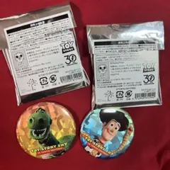 トイストーリー　スカイツリー　缶バッチ　ウッディ　レックス