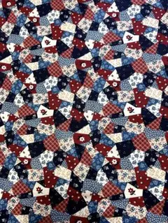 USAコットン パッチワーク風綿生地 赤 青 白