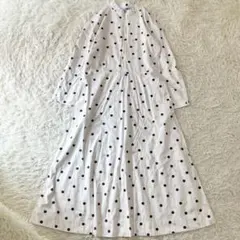 GANNI ガニー　ポルカドット シャツワンピース　36 コットン　水色　白