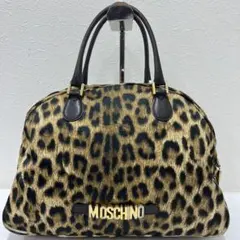 ●890 MOSCHINO モスキーノ　ナイロン　レザー　ハンドバッグ　総柄