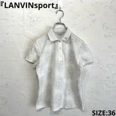 ゴルフウェア　日本製【LANVIN】半袖花柄ポロシャツ　刺繍入り　36のサムネイル