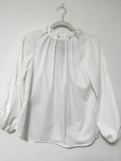 【美品】バルーンスリーブ パール シャツ M ホワイト