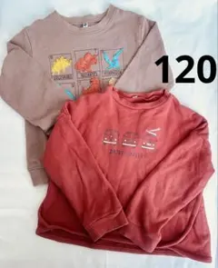 まとめ売り 男の子 トレーナー 2点セット 120 ブラウン レッドのサムネイル