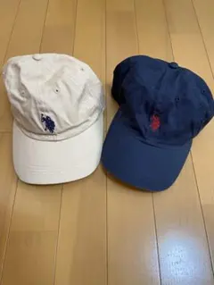 USPA ベージュ ネイビー キャップ 2点セット
