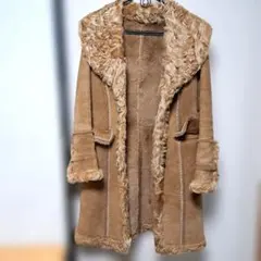 美品✩ムーンバット社製✩ムートンラム✩ファーコート✩明るいブラウン 