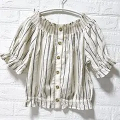 【新品タグ付】H&M 2WAY ストライプ柄 オフショルダーブラウス