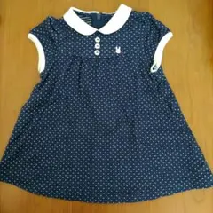 80cm ミキハウス ネイビー ドット柄 ワンピース