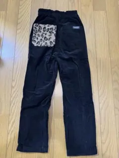 コーデュロイ ブラック ロングパンツ レオパードポケット