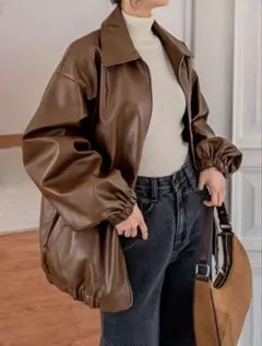 レザージャケット　ブラウン