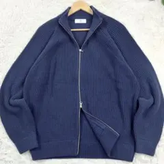美品　エディフィス　ドライバーズニット　ハイネック　ダブルジップ　L　ネイビーのサムネイル