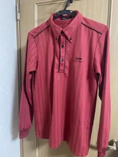 TIGORA ゴルフウェア　長袖ポロシャツ Mサイズ 赤　ストライプ