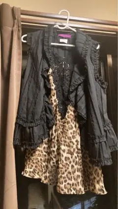 キャミワンピ ゴシック レース カーディガン パンク ヒョウ柄 ロック