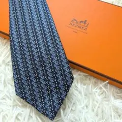 HERMES ネクタイ シルク ブラック ホワイト 総柄 H柄 - メルカリ