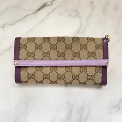 GUCCI グッチ 長財布 GGキャンバス バイカラー　美品　0406-①
