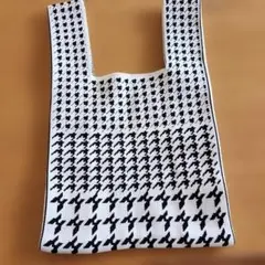 千鳥格子柄 ニットトートバッグ