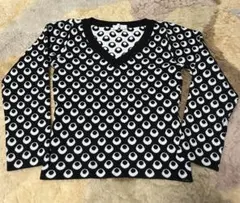 ドット柄 Vネックセーター