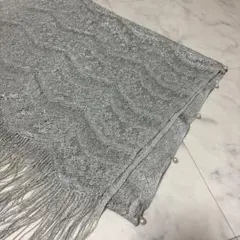 シルバー ラメストール　取り外しファー付き