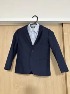 H&M ネイビー ブレザー ストライプシャツ付き