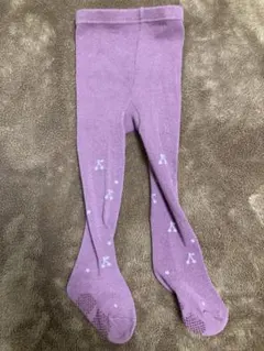 【新品未使用】ワインレッドリボン柄ベビータイツ