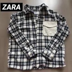 ZARA キッズ チェック柄シャツ 長袖 110 ネイビー