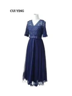 CUI YING　スイエイ　花柄　シフォン　切替　パーティー　ドレス　ワンピース