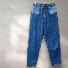 ザラ【S】ストレートデニム ボトムス ブルー ハイウエスト 軽め ダメージ