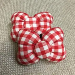 ♡コメントで二個450円に！赤ギンガムチェック♡ミニーちゃん型リボンゴム