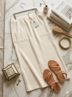 6-18新品未使用niko and（ニコアンド） ワッフルイージーロングスカート