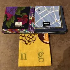 ブランドハンカチ3枚セット ジバンシー・レノマ・ウンガロ 新品未使用品