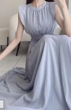 楊柳シフォンフリルフレアワンピース　k9123c