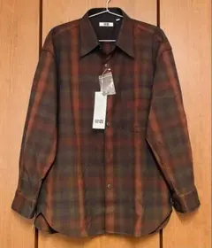 新品　ユニクロU ヘビーフランネルオーバーサイズシャツ　オリーブ S
