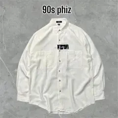 【90sデッドストック】phizフィズネップシルク100%シャツホワイトMタグ付