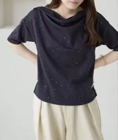 apres jour clair ドレープラメトップス ネイビー フリーサイズのサムネイル