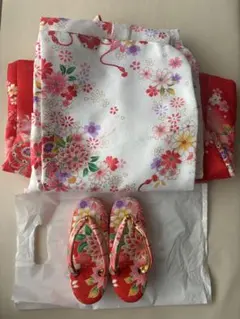 七五三 着物 草履 セット 花柄 赤 白
